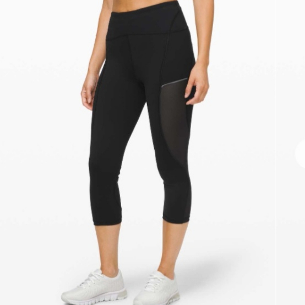 Lululemon Always Airy High Rise Run Black Crop 19" Size 4 #W6AYFS